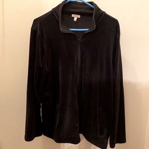 Talbots Black long Sleeved Faux Suede Zip Up Jacket Size large
